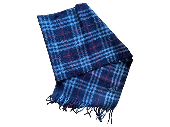 Sciarpa di Lana a Quadri Burberry Rosso Blu chiaro Blu scuro