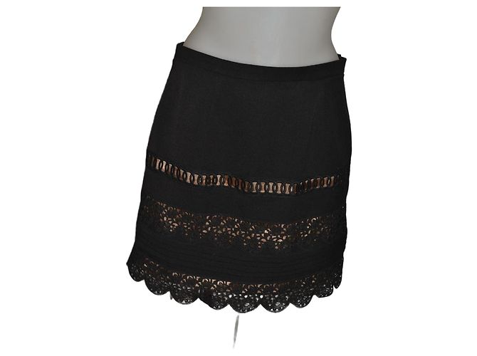 Sandro Rock mit Spitzendetails schwarz beige