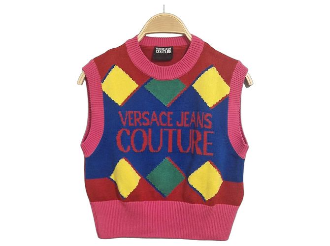 Top Versace in cotone multicolore