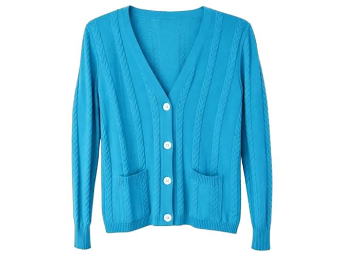 Céline Strickware aus Leinen Hellblau 