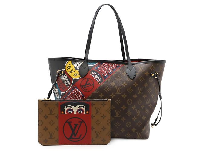 Borsa tote 2 in 1 Monogram Neverfull MM di Louis Vuitton Marrone Rosso