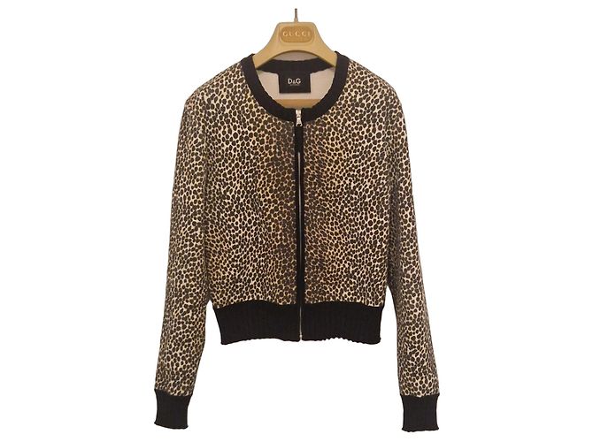 Dolce & Gabbana Strickjacke Leopardenmuster Ponyhaar Leopardenprint