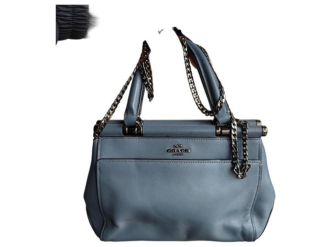 Borsa in pelle blu Coach