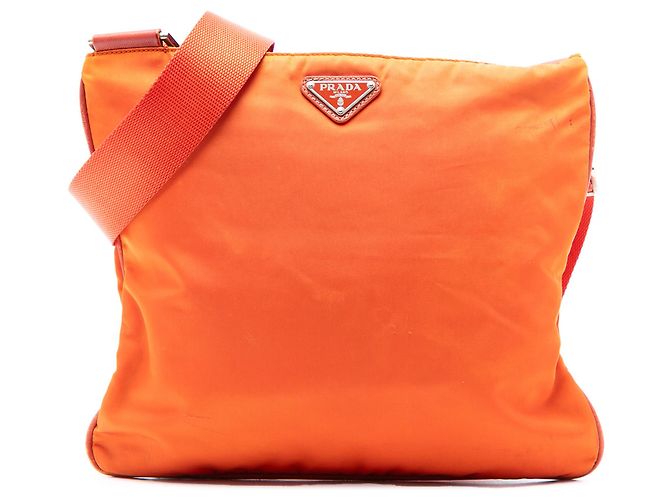 Prada Orange Tessuto Sacoche à Zip