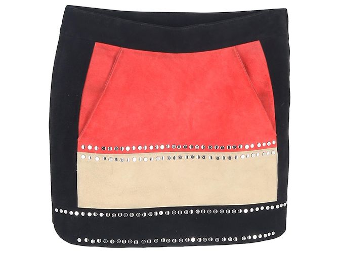 Maje Studded Mini Skirt in Multicolor Suede Multiple colors