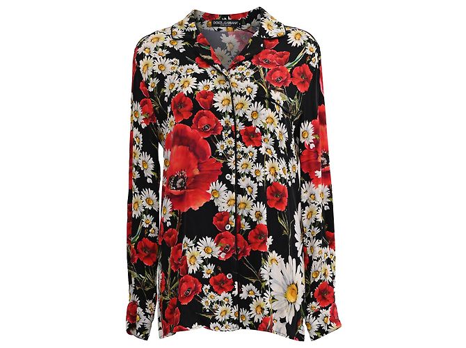 Camicia da pigiama Dolce & Gabbana in seta con stampa floreale