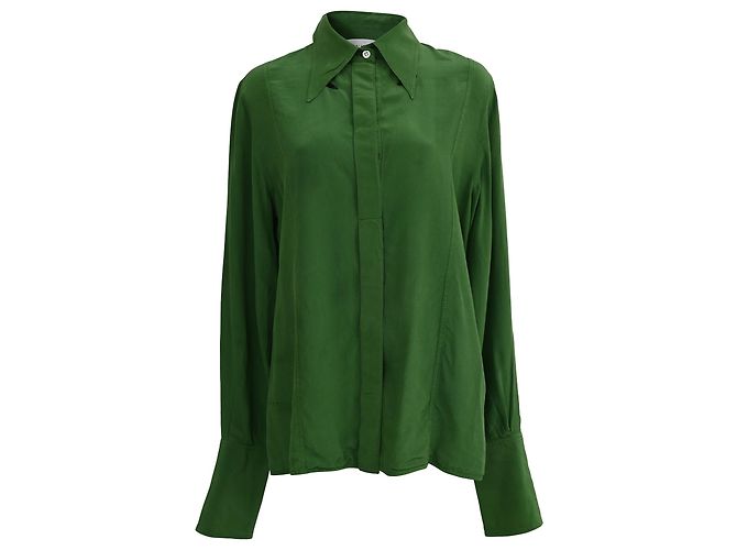 Chemise en crêpe Victoria Beckham en soie verte