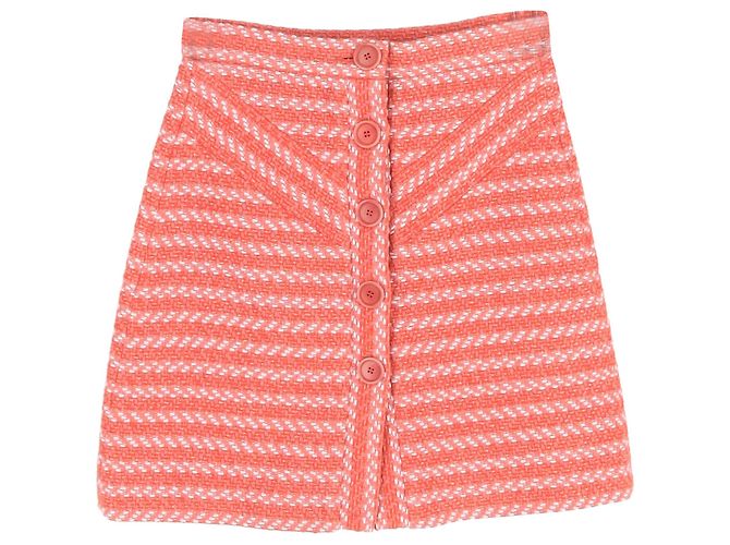 Falda mini A-line con botones Maje en acrílico naranja Coral