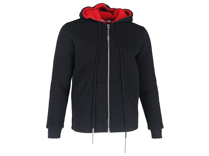 Givenchy Zip-Up Shear-Lined Hoodie in Black Polyester
