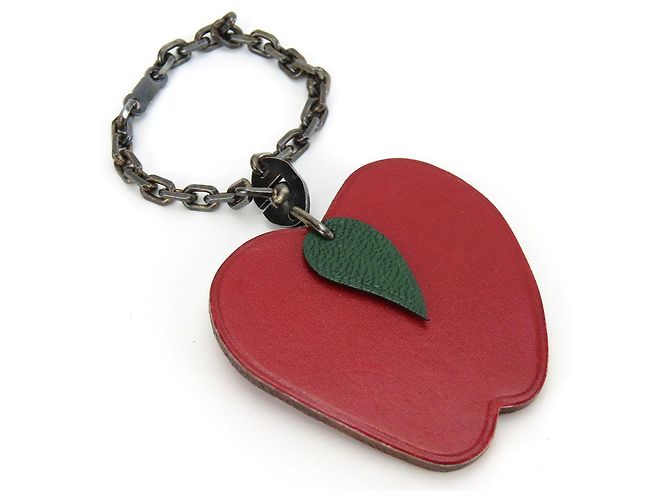 Hermès Apple Leather Silver925 Bag Charm Red