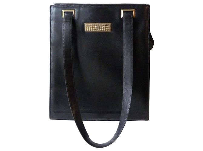 Sac à main Dior en cuir verni noir texturé