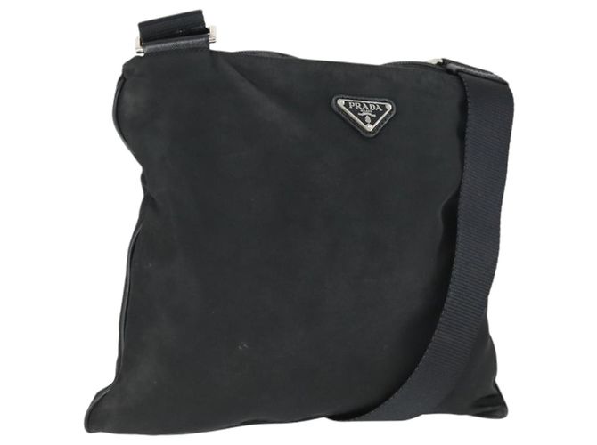 Borsa a Spalla PRADA Nylon Nero Argento Autentica ep13020