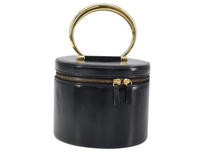 Céline Borsa a mano Vanity in pelle nera e oro Auth 169907V Nero D'oro