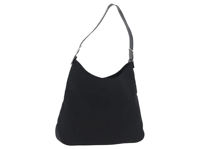 Borsa a Spalla Vala in Nylon Argento Nero Salvatore Ferragamo Auth ka2359