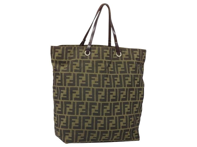 FENDI Zucca Canvas Handtasche Schwarz Braun Auth 171652