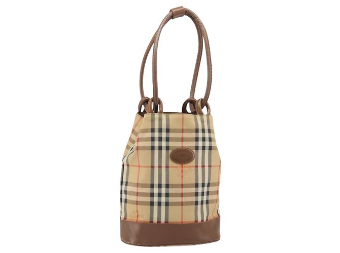 Bolsa tote em lona Nova Check bege Auth ep13077 da Burberrys