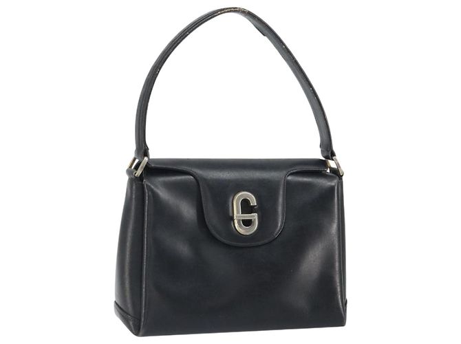 Gucci Bolsa de Ombro de Couro Preta e Dourada Auth ep13065 Preto Dourado