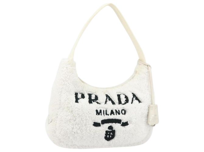 PRADA Bolsa de Mano Pile Blanca Auth 171022 Blanco