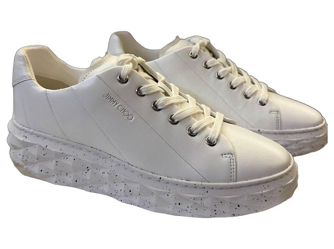 Weiße Leder-Sneaker von Jimmy Choo