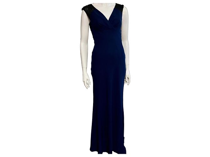 Vera Wang Evening gown with train and lace back Navy blue