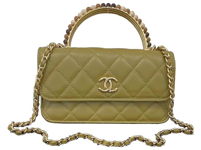 Coco Handle CHANEL Bolsa de couro Timeless Classique com alça superior Verde oliva