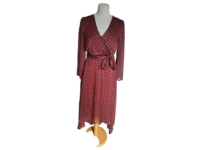 Autre Marque LA PETITE ETOILE Vestido envelope estampado Branco Vermelho Verde escuro