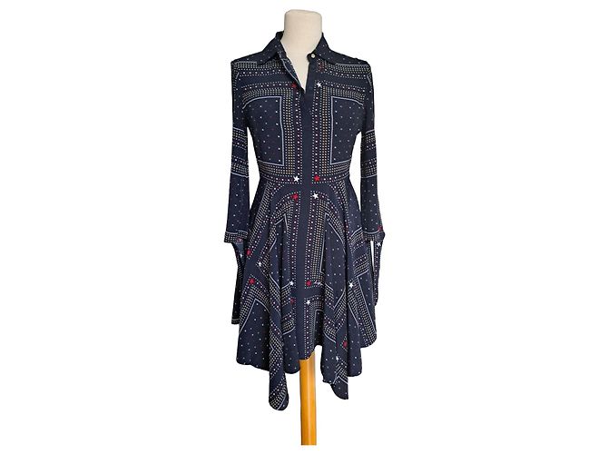 Tommy Hilfiger Sommerkleid mit Sternenprint Weiß Rot Golden Dunkelblau