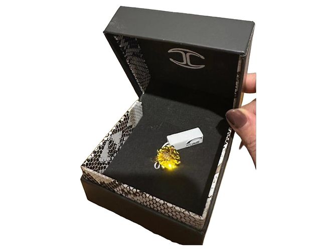 Bague Just Cavalli avec pierre jaune