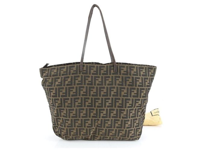 Fendi Zucca Pattern Brown Tote Bag