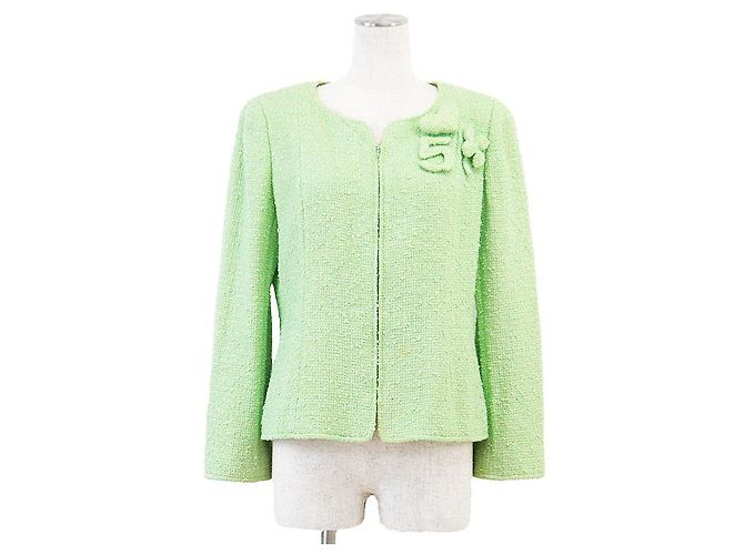 Timeless Chanel Tweed Jacket Green Light green