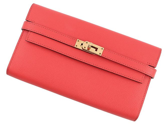 Hermès Kelly Lange Geldbörse in Rose Jaipur Pink