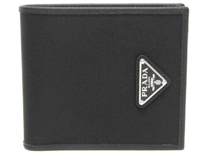 Portefeuille bi-fold Prada Saffiano Tessuto en noir