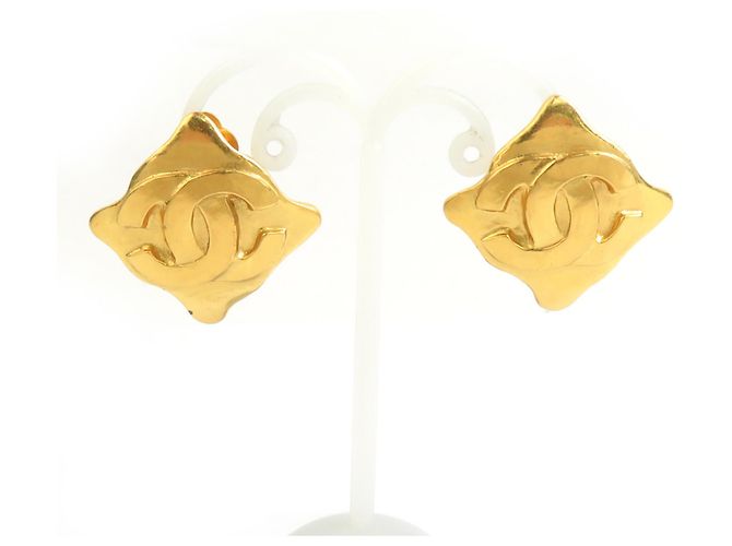 Chanel Coco Mark Gold Clip Ohrringe Golden