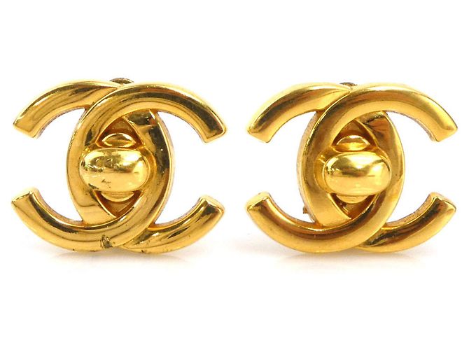 Gold Clip Ohrringe Chanel Coco Mark Golden