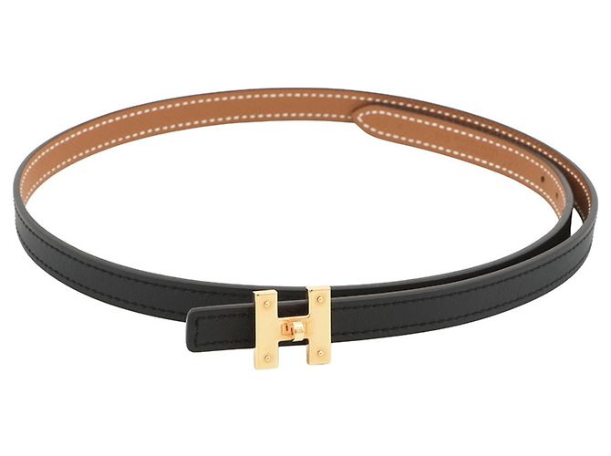 Cinturón Mini H Kelly de Hermès Negro Dorado