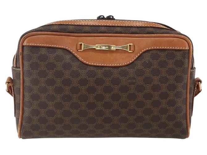 Céline Celine Vintage Macadam Canvas and Leather Marron