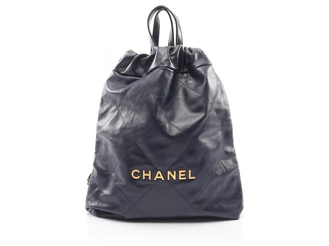 Chanel 22 Navy Leder Rucksack Marineblau