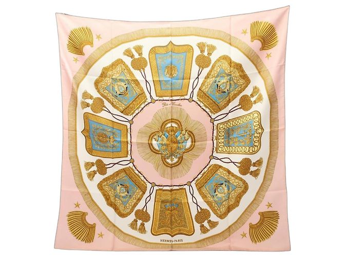 Silk In Lenço de seda Carré 90 Poste e Cavalier da Hermès Rosa Multicor
