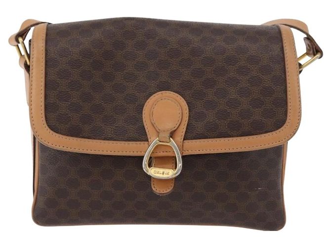 Céline Celine Vintage Macadam Canvas and Leather Marron