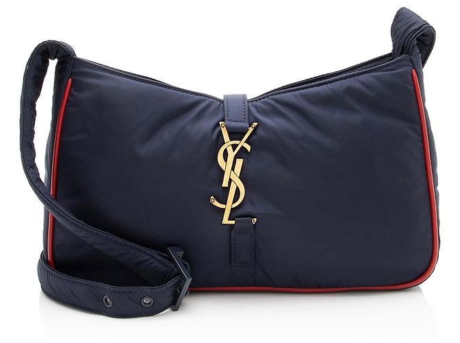 Bolsa de Ombro Nylon Le 5 A 7 Saint Laurent Azul