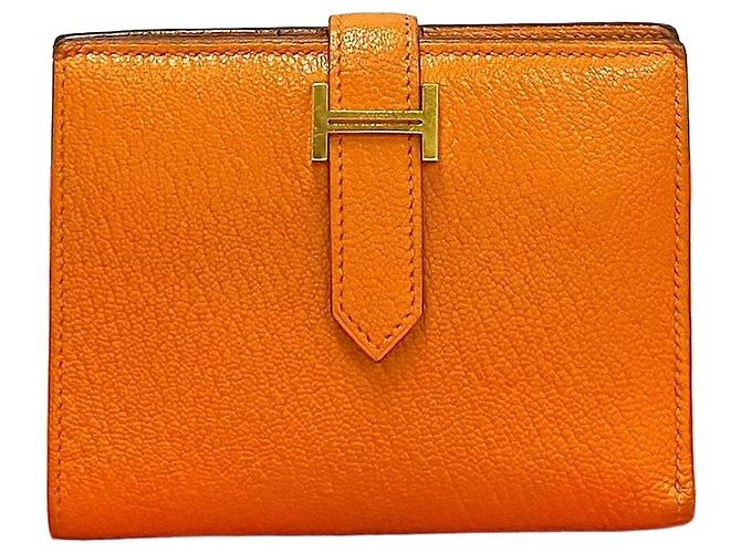 Hermès Hermes Béarn Chevre Wallet Orange