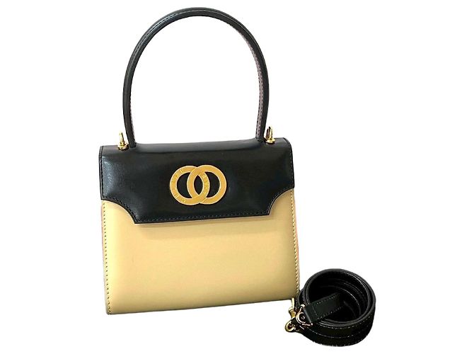 Céline Borsa a 2 modi in pelle di vitello CELINE Borsa a tracolla Nero Beige