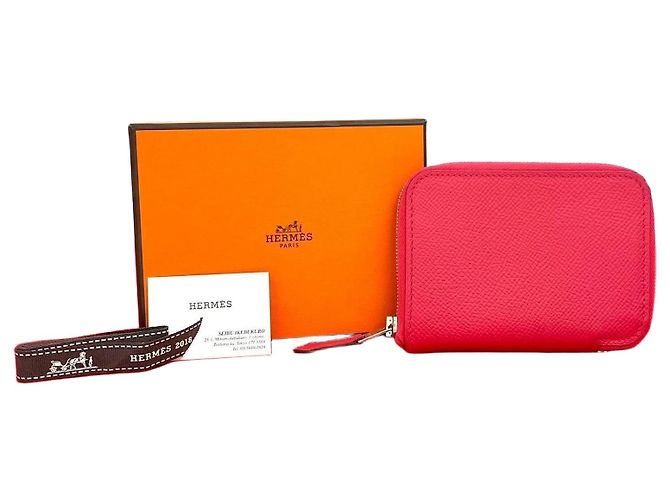 Hermès Tarjetero y monedero de cuero Azap Silk de Hermes Rosa