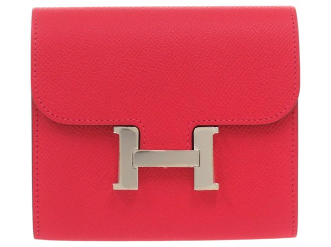 Hermès Constance Compact Epsom Leather Red Bi-fold Wallet
