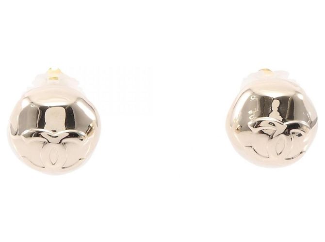 Timeless Chanel Coco Mark Gold Plated Stud Earrings Golden