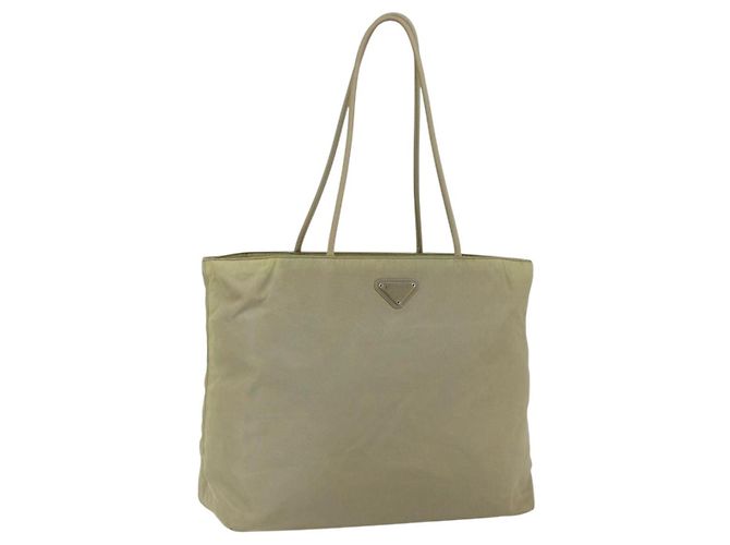 Prada Tote Bag aus Nylon in Creme Silber authentisch ti3744 Roh
