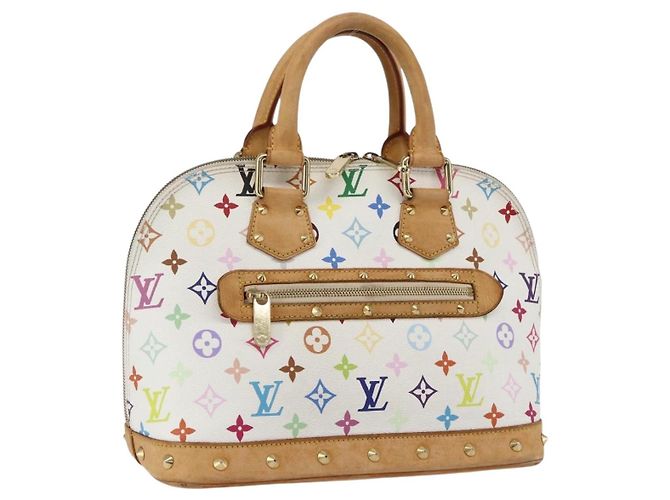 LOUIS VUITTON Monogramm Multicolor Alma Handtasche Weiß M92647 LV Auth BA10658