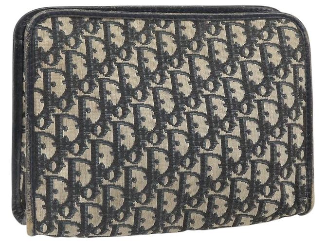 Clutch aus Trotter-Canvas Christian Dior Navy Silber Auth bs33309