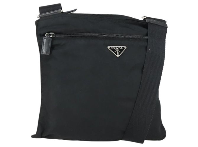 Borsa a Spalla PRADA Nylon Nero Argento Autentica ep12954