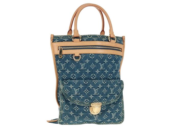 LOUIS VUITTON Borsa Tote Piatta Monogram in Denim Blu M95018 Auth BA10551SAM